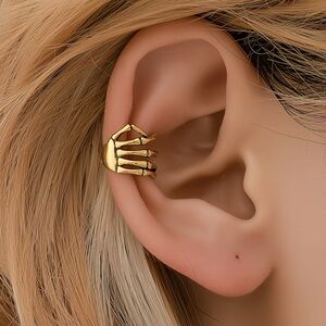 Gold Skeleton Hand Ear Cuff